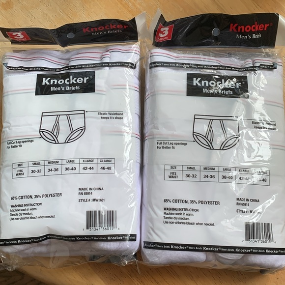 ✨$15 both packages✨ Knocker NEW Men’s Briefs 3 pieces - Size 2xl / 46-48 - Picture 2 of 2
